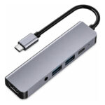 Hub Usb 5 En 1 Pd Hdmi 4k Audio 3.5m Para Pc Mac Byl-2009 Gris - Imagen 5