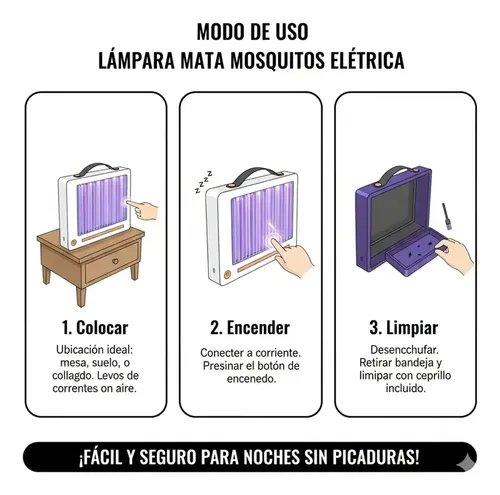 Lampara Mata Mosquitos Y Moscas Insectos Led Uv Av24888 Violeta - Imagen 6
