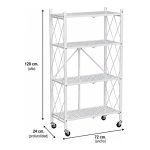 Organizador mueble 4 estantes plegable de cocina con ruedas 50035 - Imagen 8