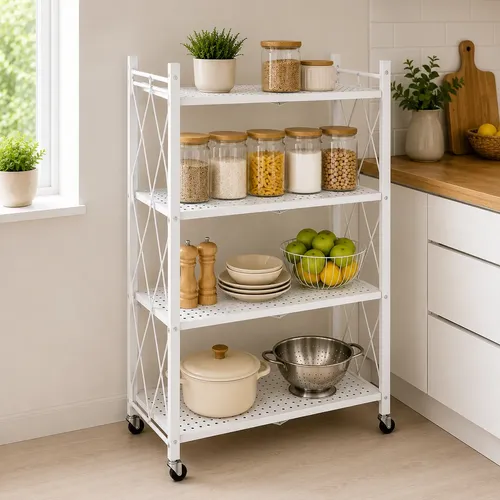 Organizador 4 Estantes Plegable De Cocina Con Ruedas 50035 - Imagen 2