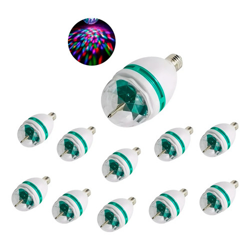 Pack X10 Bolas De Rayos Con Luces Giratorias Leds Dj 1.5w