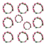 Pack X10 Coronas Guirnaldas Flores Rosas Luz Led Hawaiana