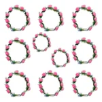 Pack X10 Coronas Guirnaldas Flores Rosas Luz Led Hawaiana