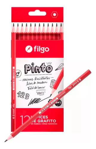 Pack X10 De 12 Lapices Grafito Negros Caja Filgo 43868 - Imagen 3
