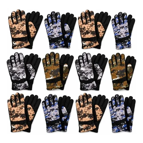 Pack X12 Guantes Térmicos Camuflado Con Cordero Para El Frío