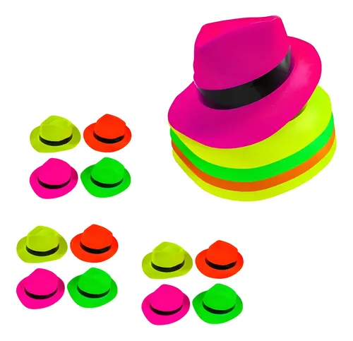 Pack X12 Sombrero Gorro Fluor Cotillon Carioca Fiesta Sha01 - Imagen 1