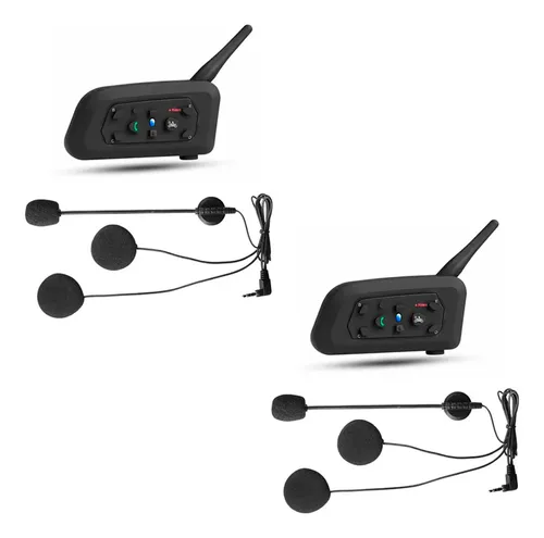 Pack X2 Intercomunicador Moto Casco V6 Bluetooth 1200 Mts - Imagen 1
