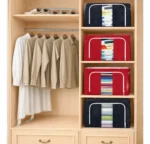 Pack X3 Cajas Organizadoras Plegables 50x40x30 Cm. 66 Lts. Azul Con Beige - Imagen 12