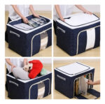 Pack X3 Cajas Organizadoras Plegables 50x40x30 Cm. 66 Lts. Azul Con Beige - Imagen 16