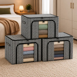 Pack X3 Cajas Organizadoras Plegables 50x40x30 Cm. 66 Lts. Azul Con Beige - Imagen 20