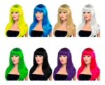 Pack X6 Peluca Pelo Largo Colores Cotillón Cumpleaños 555 - Imagen 3