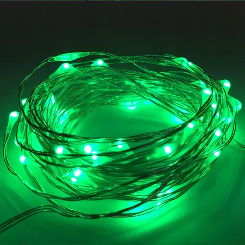 Pack X 10 Alambres Led Verdes 3 Mts A Pilas Guirnaldas Deco - Imagen 4