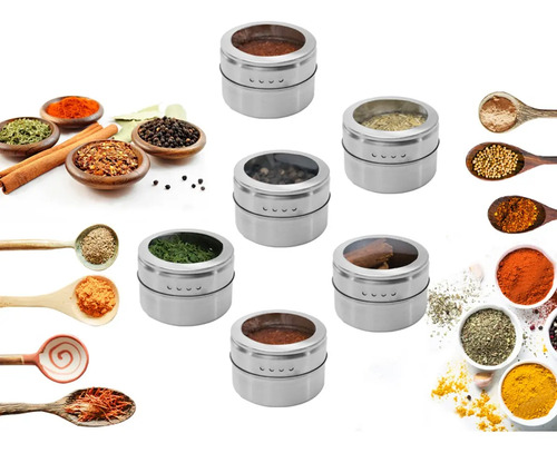 Pack X 12 Especieros Condimenteros Imantados Magneticos B07r - Imagen 3