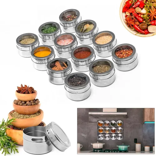 Pack X 12 Especieros Condimenteros Imantados Magneticos B07r - Imagen 2