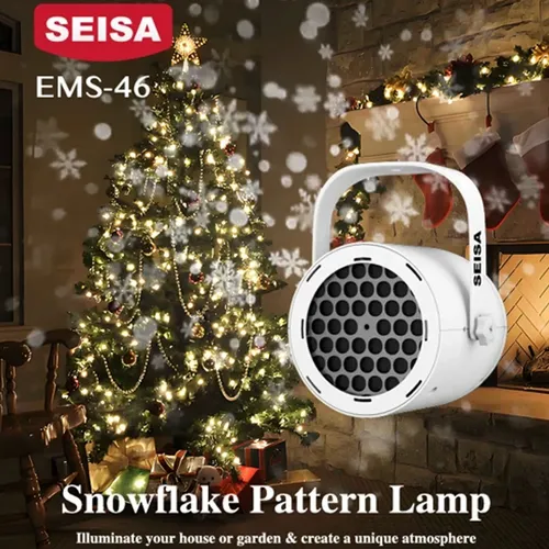 Proyector Navideño Copos De Nieve Lampara Led Usb Ems-46 Blanco - Imagen 8