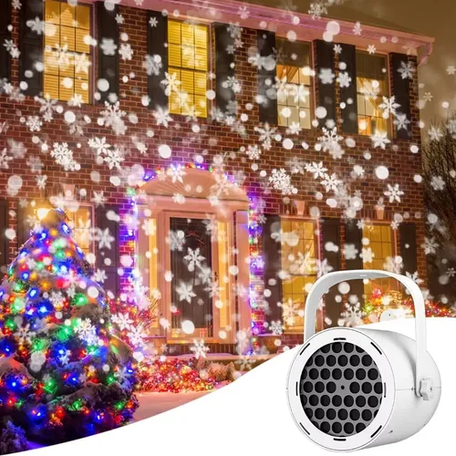 Proyector Navideño Copos De Nieve Lampara Led Usb Ems-46 Blanco - Imagen 4