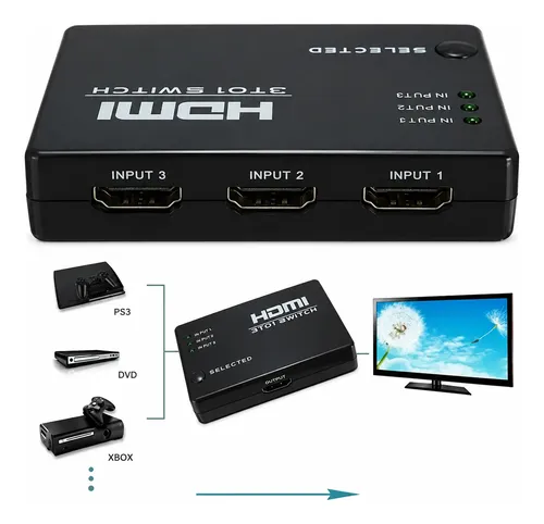 Selector switch HDMI con 3 puertos y control remoto - Imagen 5