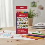 Set 12 lapices colores + 12 negros + 12 crayones + 20 fibras – imagen de uso