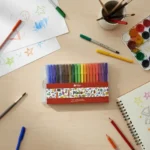 Set 12 lapices colores + 12 negros + 12 crayones + 20 fibras – vista lateral
