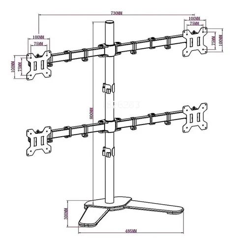Soporte base para 4 monitores K7903 - Imagen 10