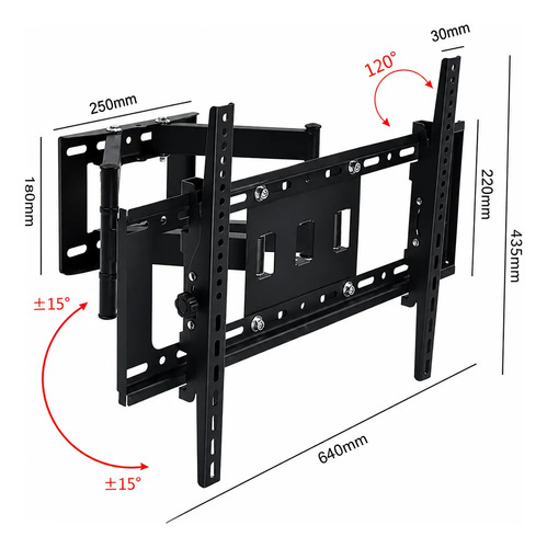 Soporte Tv Led Articulado Doble Brazo 40 A 80 Pulgadas Cp502 - Imagen 5