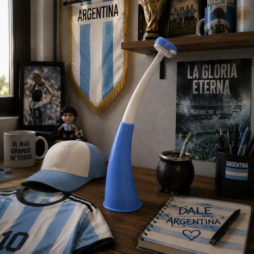 Vuvuzela Argentina Corneta Curva Celeste Y Blanco Wcf-01 - Imagen 3
