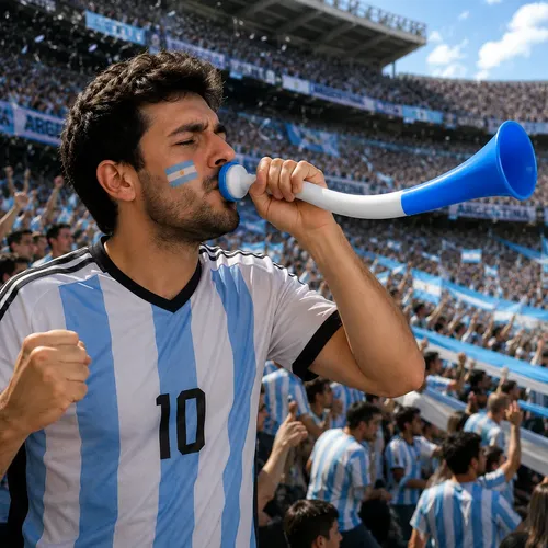 Vuvuzela Argentina Corneta Curva Celeste Y Blanco Wcf-01 - Imagen 2