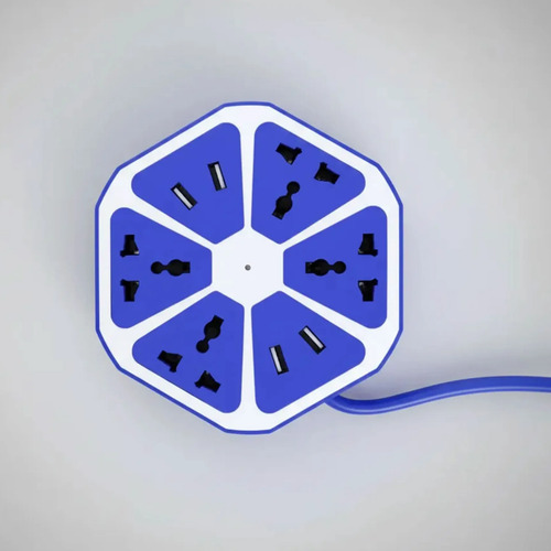 Zapatilla Hexagonal De 4 Toma Corrientes y 4 Usb - Imagen 7