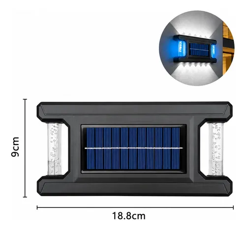 Aplique Solar Lámpara Bidireccional 12 Led Calidos 64208 Negro - Imagen 5