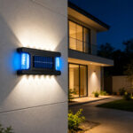 Aplique Solar Lámpara Bidireccional 12 Led Calidos 64208 Negro - Imagen 2