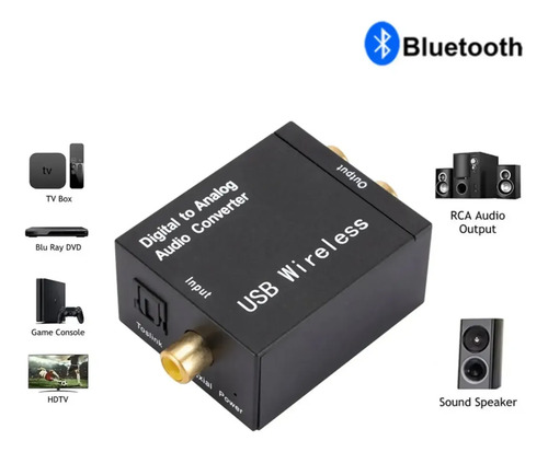 Conversor De Audio Optico Digital Y Bluetooth A Analogico Negro - Imagen 4