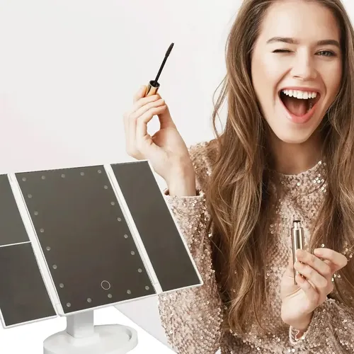Espejo De Maquillaje Triple Con Luz Led Usb Belleza 241344 - Imagen 22