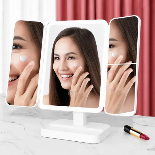 Espejo De Maquillaje Triple Con Luz Led Usb Belleza 241344 - Imagen 18