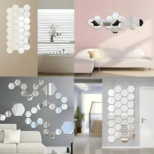 Espejos de acrílico adhesivos hexagonales 12 piezas - Imagen 5