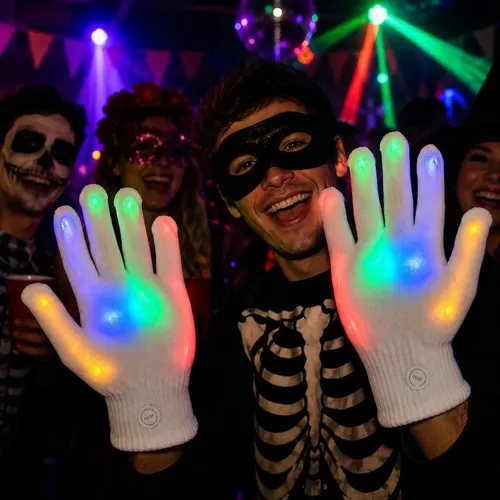 Guantes Con Luces Luminosos Luz Led Cotillon Fiestas Yjo497 – vista lateral