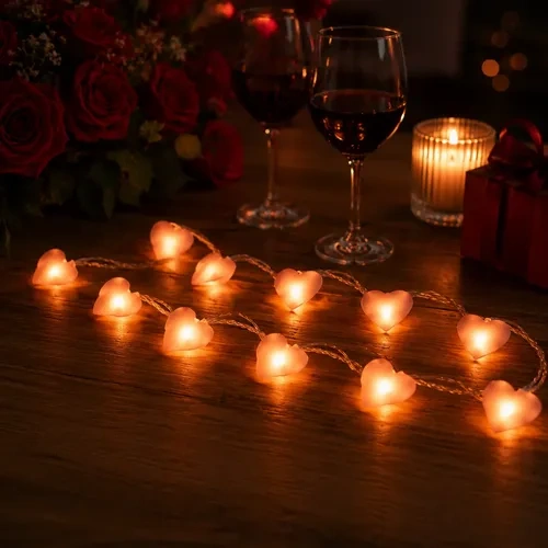 Guirnalda led de corazones rosas de felpa a pila – imagen 11