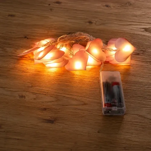 Guirnalda led de corazones rosas de felpa a pila – accesorios incluidos