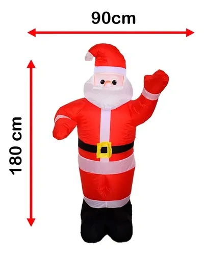 Papá Noel inflable de navidad con luz LED 120 cm 25390 – vista posterior