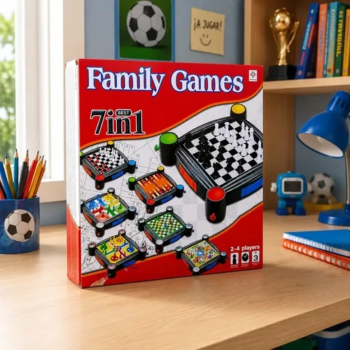 Juego de mesa familiar 7 en 1 ajedrez ludo damas 24125 – accesorios incluidos