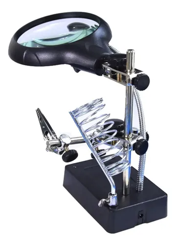 Lupa Con Luz Led Pinza Base Para Cautin Reparar Mg16129 - Imagen 8
