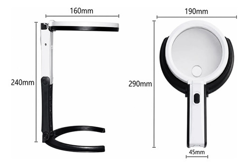 Lupa De Mesa O Mano Con Luz Led Plegable Multifuncion Tl362 – zoom detalle