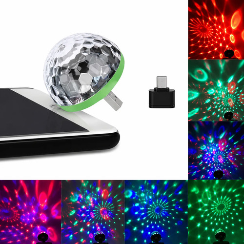 Pack X5 Mini Esfera Rgb Usb Otg Audiorritmica Para Celular - Imagen 5