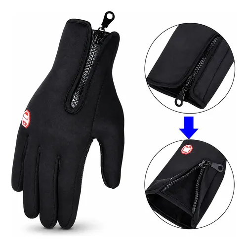 Pack X6 Guantes Tacticos Cierre Impermeables Moto Nieve Negro Único - Imagen 4