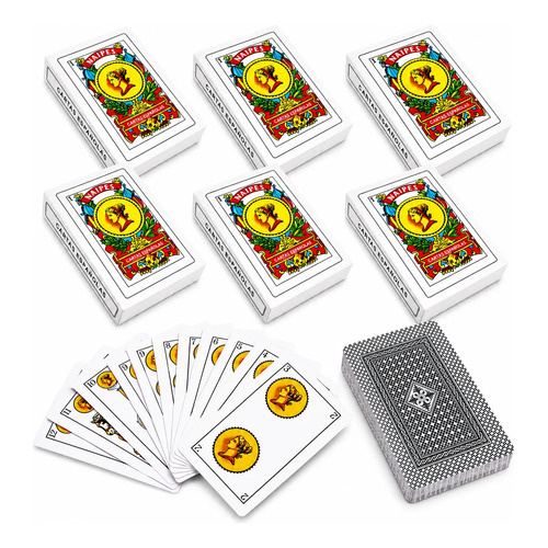 Pack X6 mazos de cartas españolas juego 50 naipes