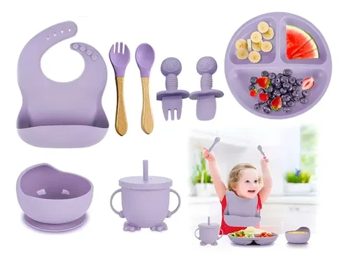 Set alimentación bebe antideslizante plato de silicona Beb1 - Imagen 8