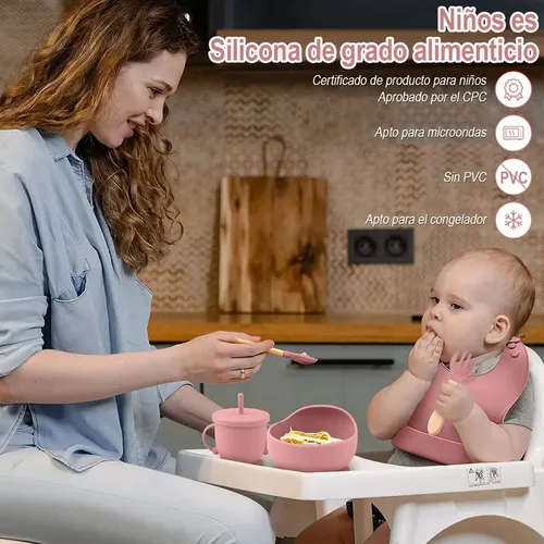 Set alimentación bebe antideslizante plato de silicona Beb1 - Imagen 12
