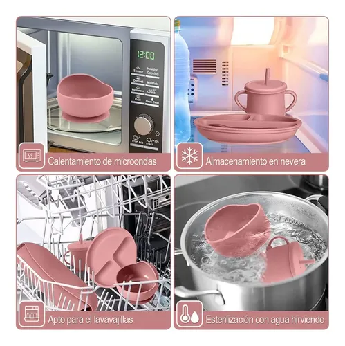 Set alimentación bebe antideslizante plato de silicona Beb1 - Imagen 10