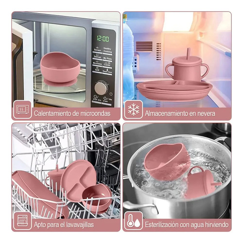 Set alimentación bebe antideslizante plato de silicona Beb1 - Imagen 3