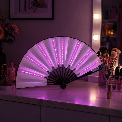 Abanico De Tela Luminoso Con Luz Led Fiestas Cotillon Yj0863 - Imagen 7