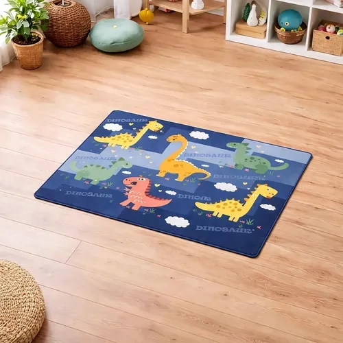 Alfombra diseño de autos y dinos paisaje para niños Aa0493